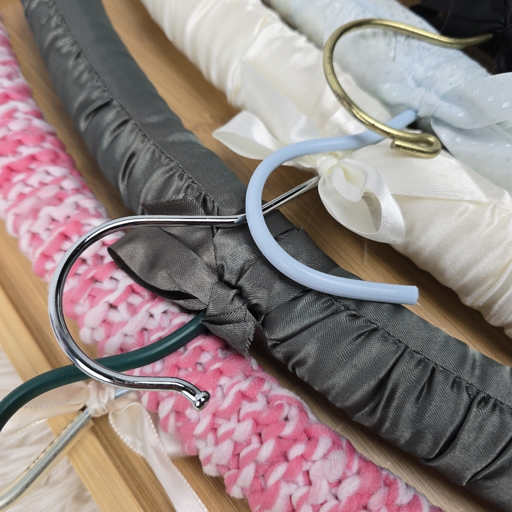 Floral, Satin, and Crochet Padded Hangers Set - Picture 6 of 9